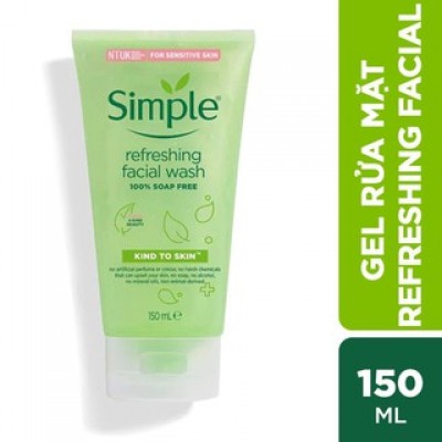 Sữa Rửa Mặt Simple Giúp Da Sạch Thoáng 150ml Kind To Skin Refreshing Facial Wash Gel