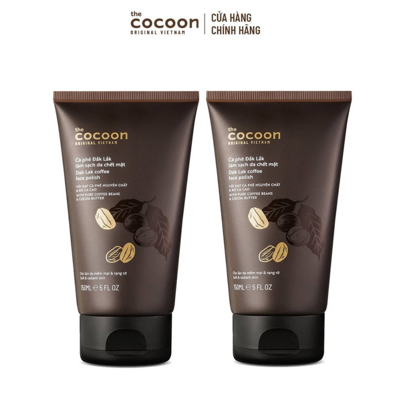 Bộ Đôi Cà Phê Đắk Lắk Cocoon Làm Sạch Da Chết Cho Mặt Dak Lak Coffee Face Polish 2x150ml